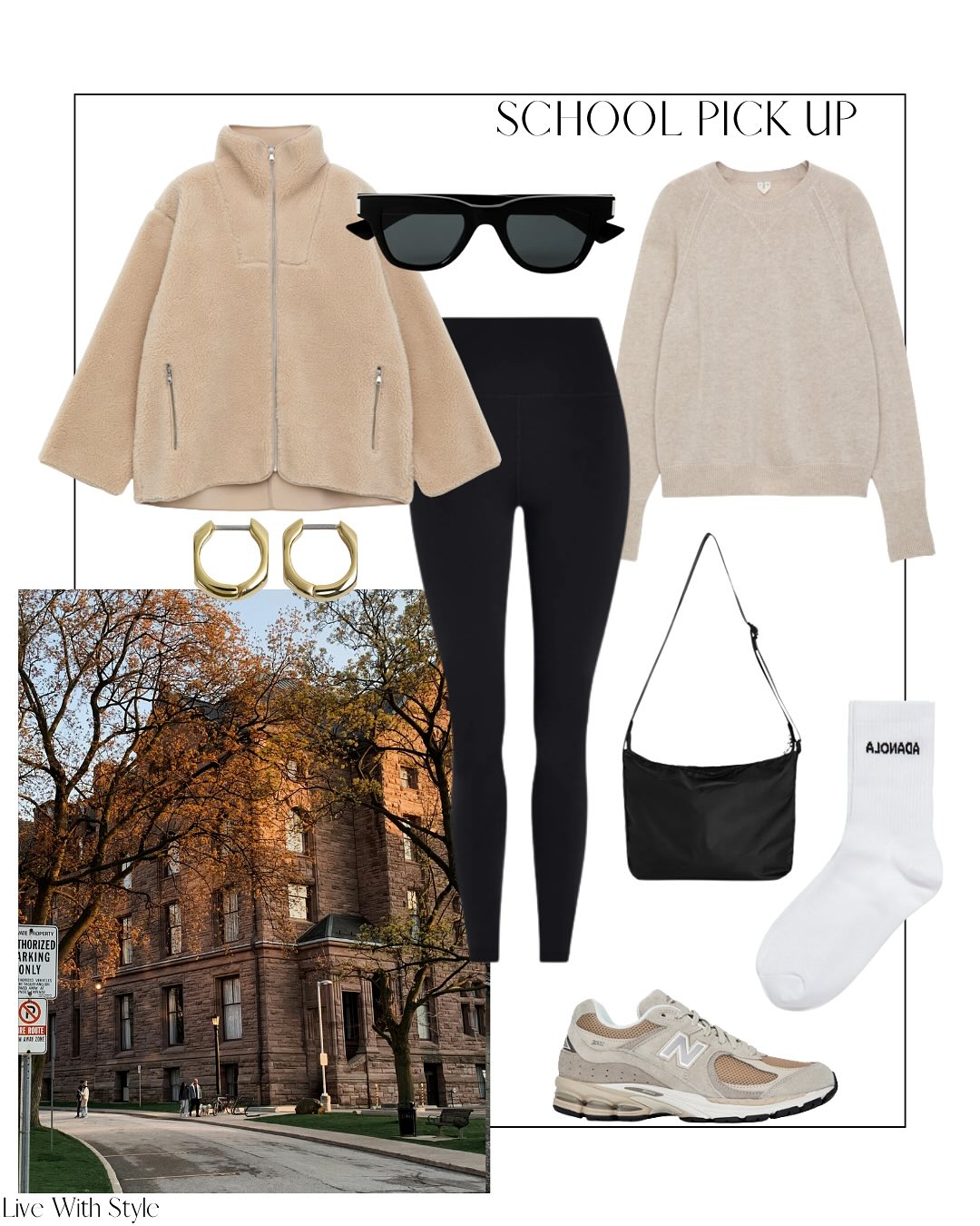 School Pick-Up, Refined: Soft Fleece, Leggings, and Sneakers Done the Smart Way
